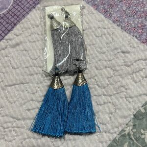 Silver and Blue Tassel Earrings